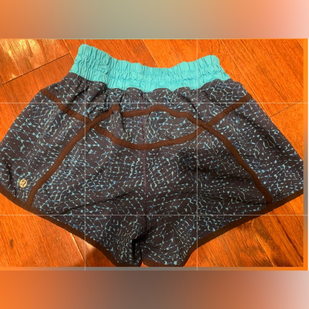 Lululemon Shorts -Precious Blue/Black multi color Great Condition w/ slight wear